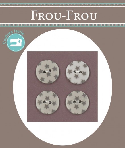 BLISTER 4 BOTONES ESTRELLAS 18MM GRIS (min. 3 u.)